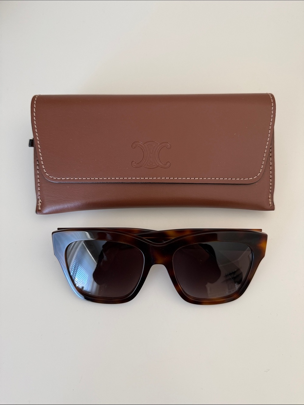 Celine Dark Havana Triomphe Cat Eye Sunglasses